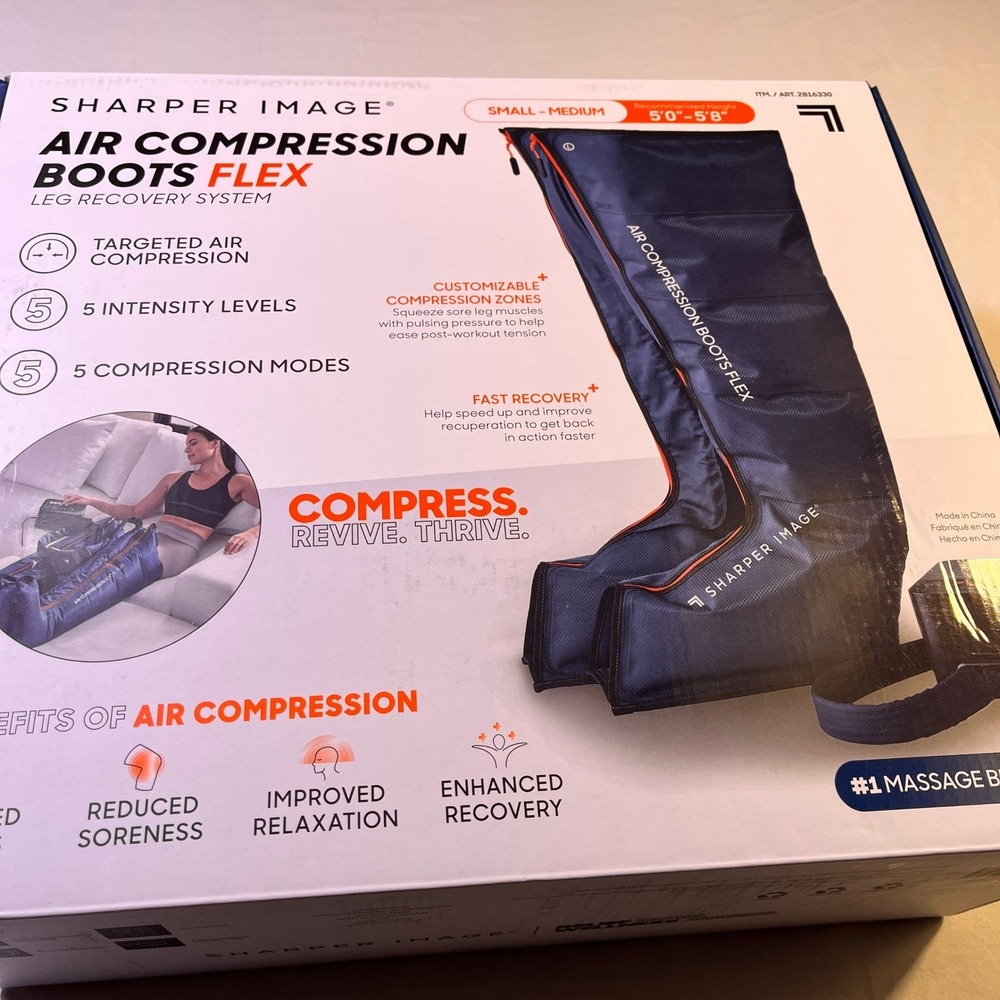 Sharper‎ Image Air Compression Boots Flex Leg Recovery System Small Medium NOB